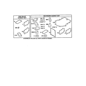 Valve And Engine Gasket Set Diagram and Parts List for 422700TO422799  Briggs and Stratton Engine